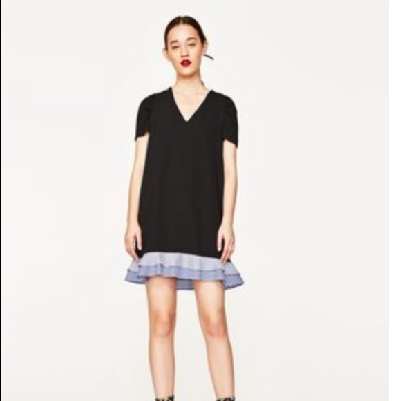 Zara Dresses & Skirts - Zara Gingham Plaid Ruffle Drop Waist Dress Sz M